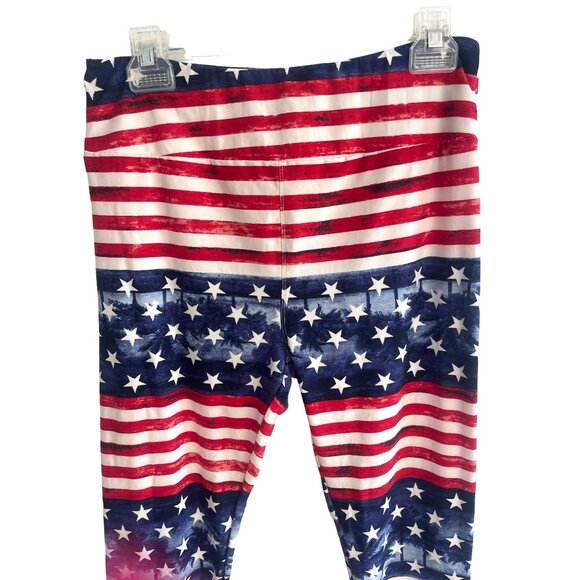 LuLaRoe Patriotic American Flag Leggings Size: O/S - Picture 2 of 5